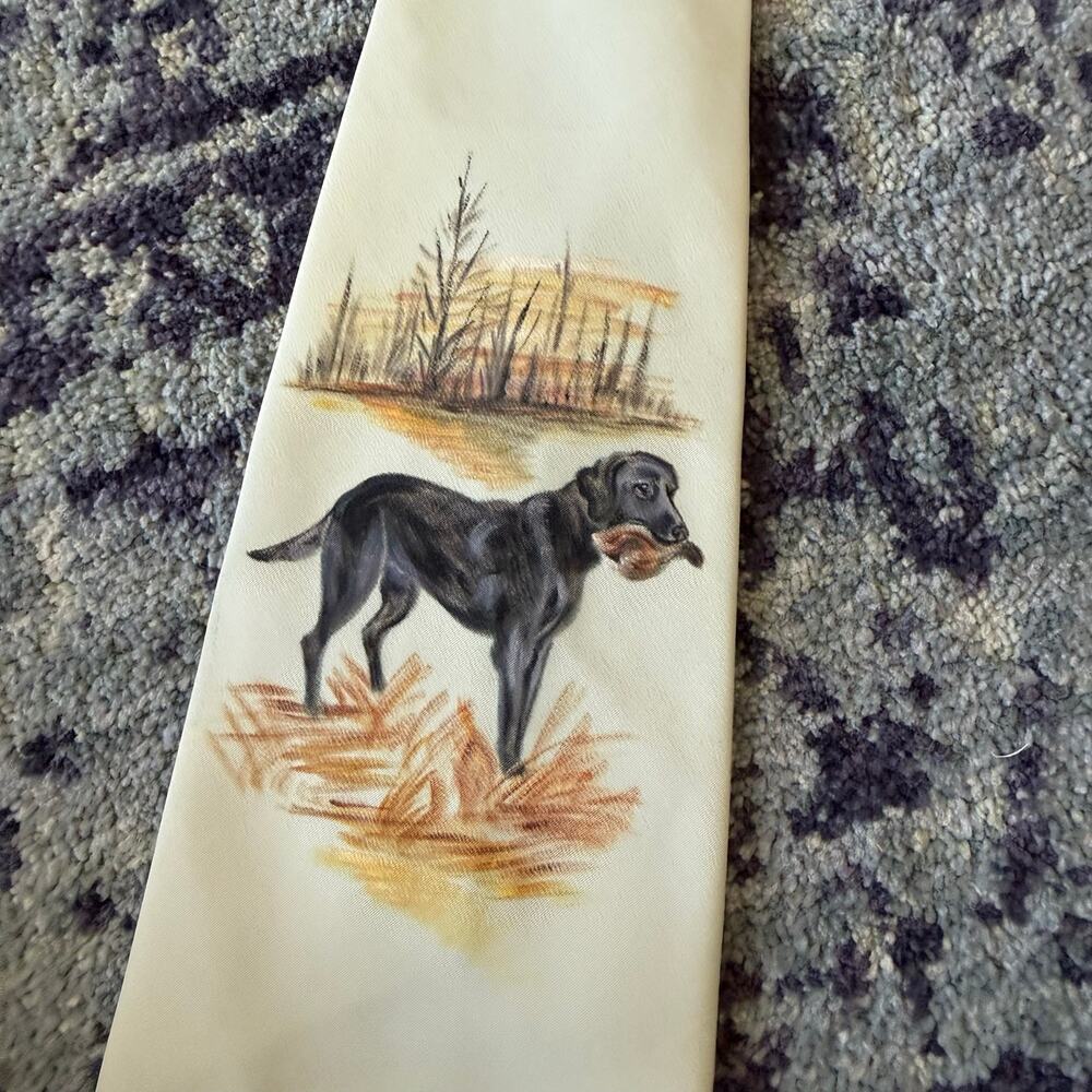Handpainted Vintage 80’s/90’s Black Lab Hunting Dog Forest Graphic Collector’s - Picture 4 of 5